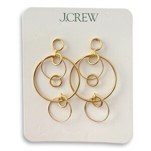 J. Crew Circles Round Drop Dangle Earrings Goldtone NEW